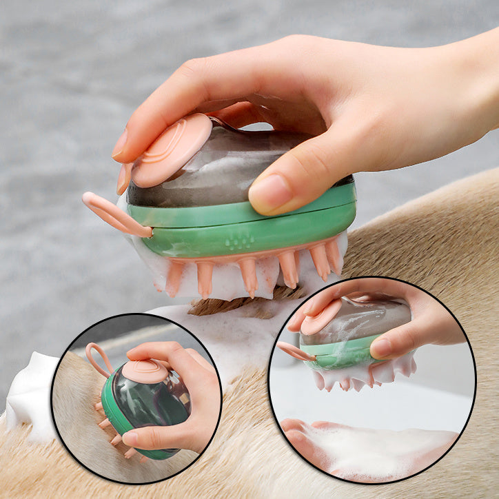 New 2 In 1 Pet Cat Dog Cleaning Bathing Massage Shampoo Soap Dispensing Grooming Brush Pets Supplies